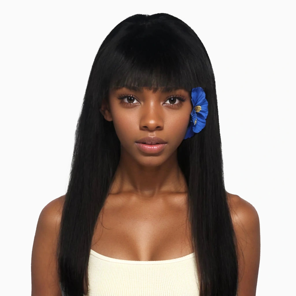 Lora: 100% Virgin Hair Lace Front Wig with Bangs – Natural Beauty, Seamless Fit